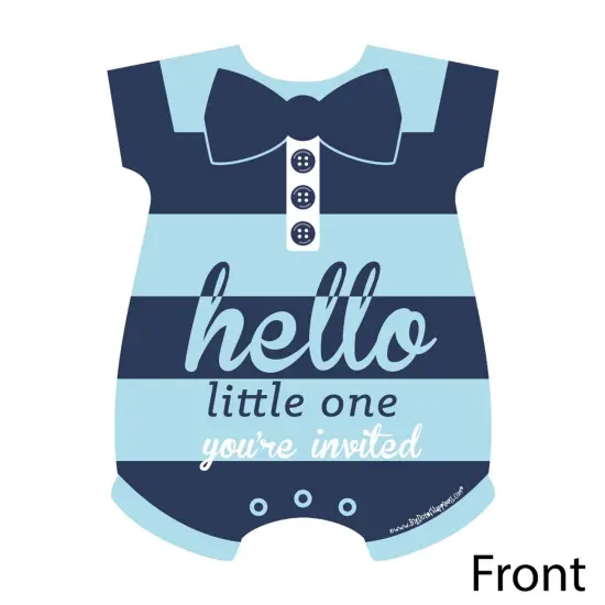 Big Dot of Happiness Hello Little One - Blue and Navy - Shaped Fill-in Invitations - Boy Baby Shower Invitation Cards with Envelopes - Set of 12 {3}