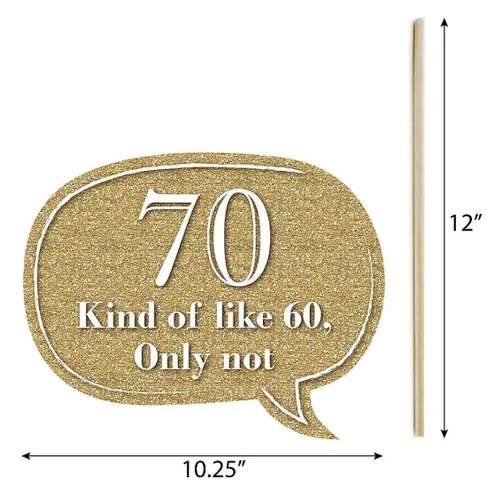 Big Dot of Happiness Funny Adult 70th Birthday - Gold - Birthday Party Photo Booth Props Kit - 10 Piece {6}