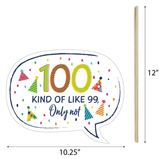 Big Dot of Happiness 100th Birthday - Cheerful Happy Birthday - Colorful One Hundredth Birthday Party Photo Booth Props Kit - 20 Count {7}