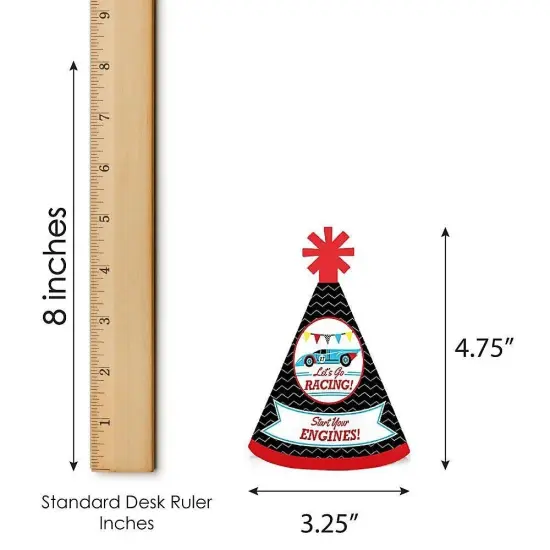 Big Dot of Happiness Let's Go Racing - Racecar - Mini Cone Race Car Birthday Party or Baby Shower Hats - Small Little Party Hats - Set of 8 {7}