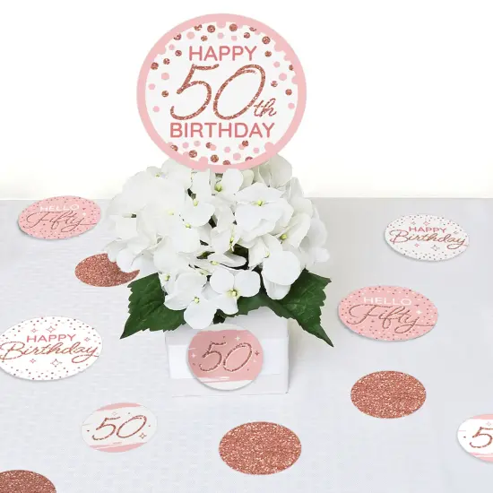 Big Dot of Happiness 50th Pink Rose Gold Birthday - Happy Birthday Party Giant Circle Confetti - Party Decorations - Large Confetti 27 Count {7}