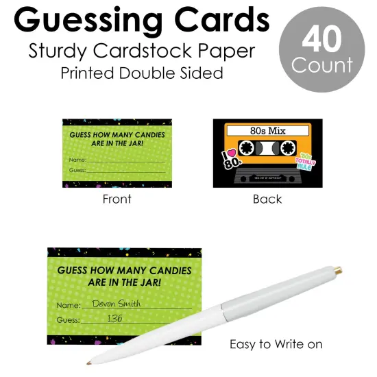 Big Dot of Happiness 80&rsquo;s Retro - How Many Candies Totally 1980s Party Game - 1 Stand and 40 Cards - Candy Guessing Game {7}