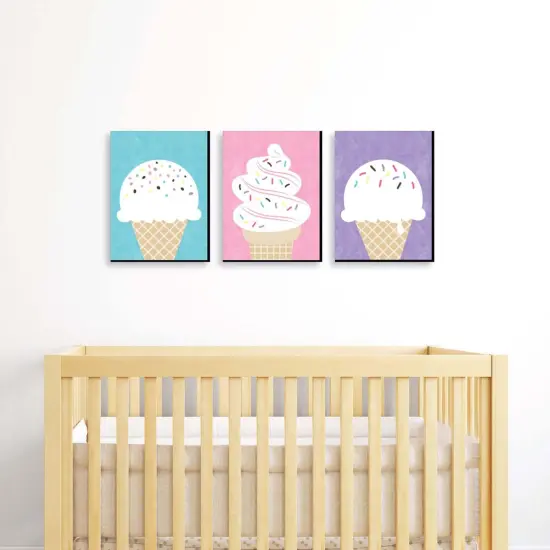 Big Dot of Happiness Scoop Up the Fun - Ice Cream - Sprinkles Kitchen Wall Art, Nursery Decor and Restaurant Decor - 7.5 x 10 inches - Set of 3 Prints {3}