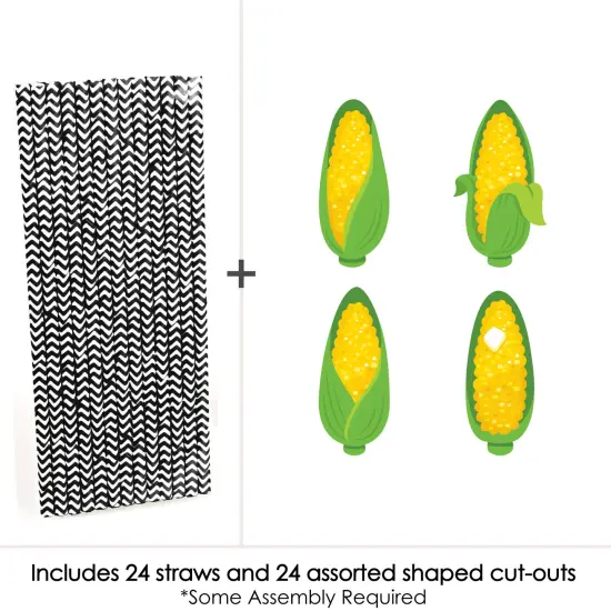 Big Dot of Happiness It's Corn - Paper Straw Decor - Fall Harvest Party Striped Decorative Straws - Set of 24 {4}