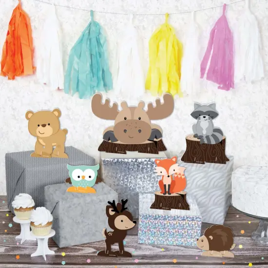 Big Dot of Happiness Woodland Creatures - Baby Shower or Birthday Party Centerpiece Table Decorations - Tabletop Standups - 7 Pieces {4}