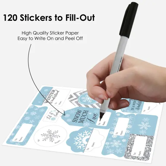 Big Dot of Happiness Winter Wonderland - Snowflake Holiday Party and Winter Wedding Gift Tag Labels - To and From Stickers - 12 Sheets - 120 Stickers {4}