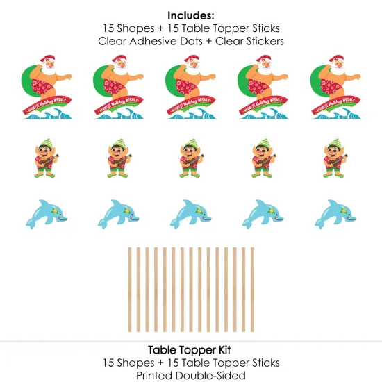 Big Dot of Happiness Tropical Christmas - Beach Santa Holiday Party Centerpiece Sticks - Table Toppers - Set of 15 {7}
