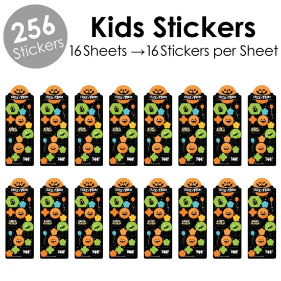 Big Dot of Happiness Jack-O'-Lantern Halloween - Kids Halloween Party Favor Kids Stickers - 16 Sheets - 256 Stickers {5}