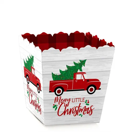Big Dot of Happiness Merry Little Christmas Tree - Party Mini Favor Boxes - Red Truck Christmas Party Treat Candy Boxes - Set of 12 {1}