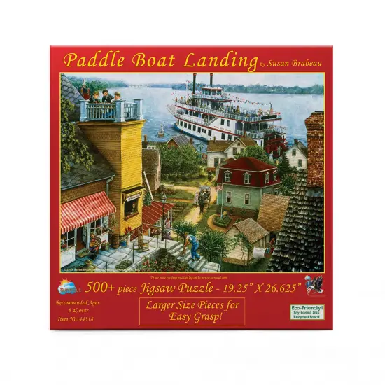 Sunsout Paddle Boat Landing 500 pc Large Pieces Jigsaw Puzzle 44318 {3}