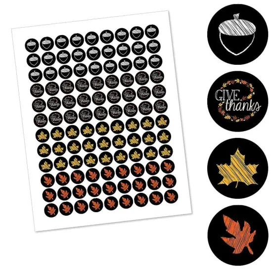 Big Dot of Happiness Give Thanks - Round Candy Thanksgiving Party Sticker Favors - Labels Fits Hershey&lsquo;s Kisses (1 Sheet of 108) {3}