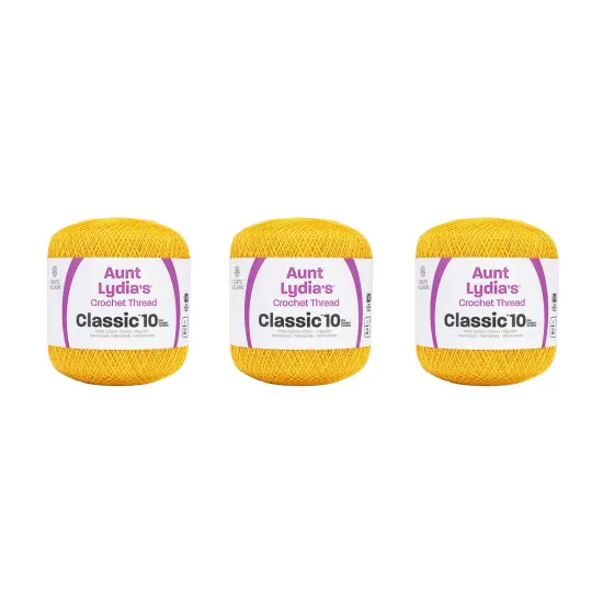 Aunt Lydia Classic Golden Yellow Crochet - 3 Pack of 350y/320m - Cotton - Gauge 10 - Crochet {1}