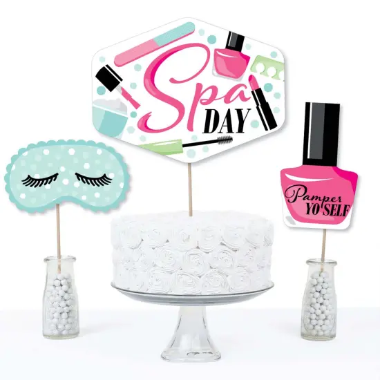 Big Dot of Happiness Spa Day - Girls Makeup Party Centerpiece Sticks - Table Toppers - Set of 15 {4}