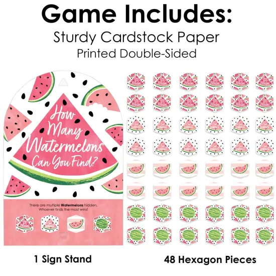 Big Dot of Happiness Sweet Watermelon - Fruit Party Scavenger Hunt - 1 Stand and 48 Game Pieces - Hide and Find Game {6}
