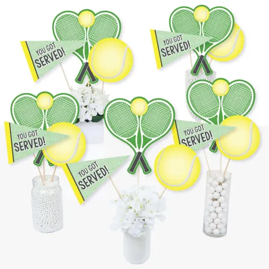 Big Dot of Happiness You Got Served - Tennis - Baby Shower or Tennis Ball Birthday Party Centerpiece Sticks - Table Toppers - Set of 15 {3}