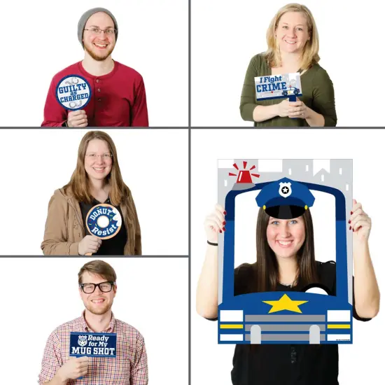 Big Dot of Happiness Calling All Units - Police - Cop Birthday Party or Baby Shower Photo Booth Picture Frame and Props - Printed on Sturdy Material {3}