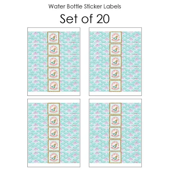 Big Dot of Happiness Let's Be Mermaids - Baby Shower or Birthday Party Water Bottle Sticker Labels - Set of 20 {4}