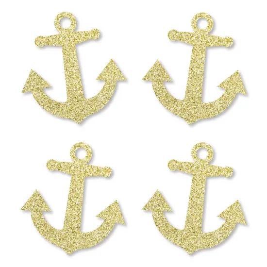 Big Dot of Happiness Gold Glitter Anchor - No-Mess Real Gold Glitter Cut-Outs - Nautical Party Confetti - Set of 24 {1}