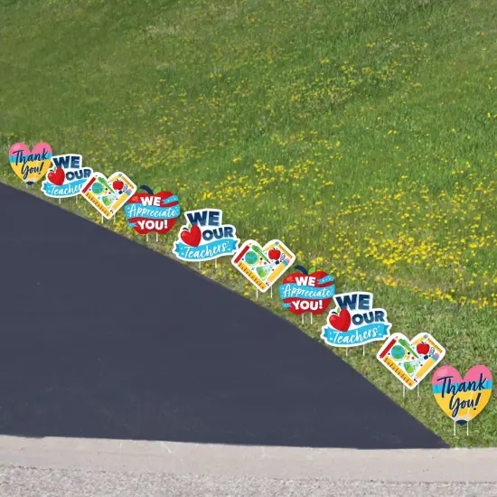 Big Dot of Happiness Thank You Teachers - Apple, Pencil, and Heart Lawn Decorations - Outdoor Teacher Appreciation Yard Decorations - 10 Piece {4}