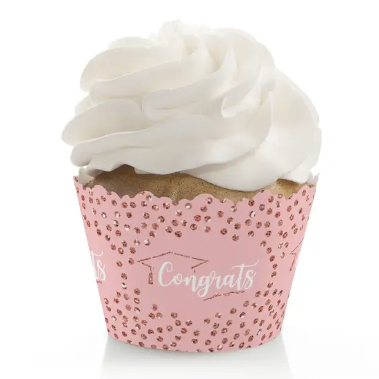 Big Dot of Happiness Rose Gold Grad - Graduation Party Decorations - Party Cupcake Wrappers - Set of 12 {1}
