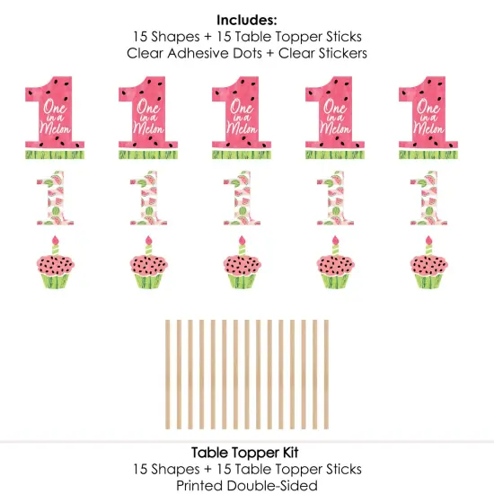 Big Dot of Happiness 1st Birthday One in a Melon - Fruit First Birthday Party Centerpiece Sticks - Table Toppers - Set of 15 {7}