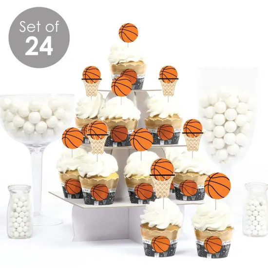 Big Dot of Happiness Nothin' but Net - Basketball - Cupcake Decoration - Baby Shower or Birthday Party Cupcake Wrappers & Treat Picks Kit - Set of 24 {3}