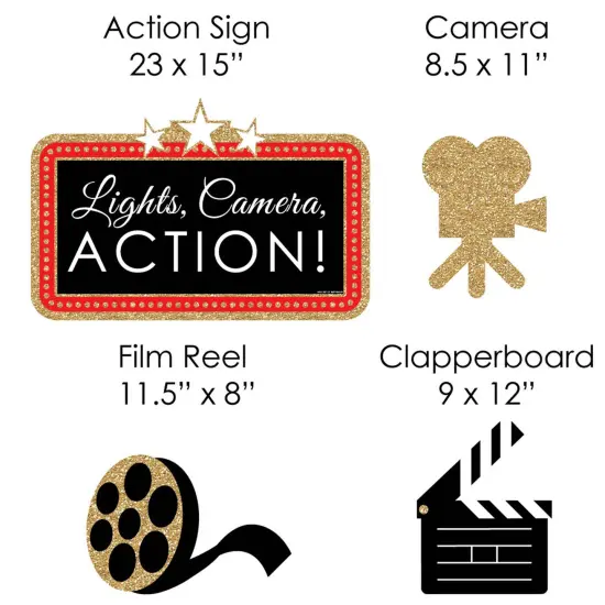 Big Dot of Happiness Red Carpet - Yard Sign and Outdoor Lawn Decorations - Movie Night Party Yard Signs - Set of 8 {7}