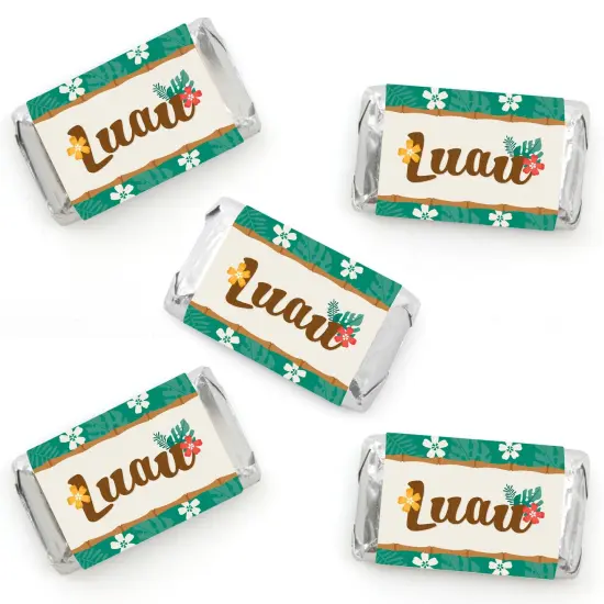Big Dot of Happiness Tropical Luau - Mini Candy Bar Wrapper Stickers - Hawaiian Beach Party Small Favors - 40 Count {1}