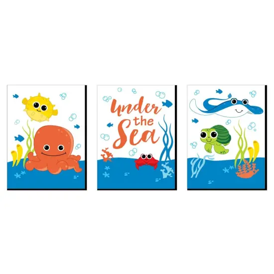 Big Dot of Happiness Under the Sea Critters - Nursery Wall Art and Kids Room Decorations - Christmas Gift Ideas - 7.5 x 10 inches - Set of 3 Prints {1}