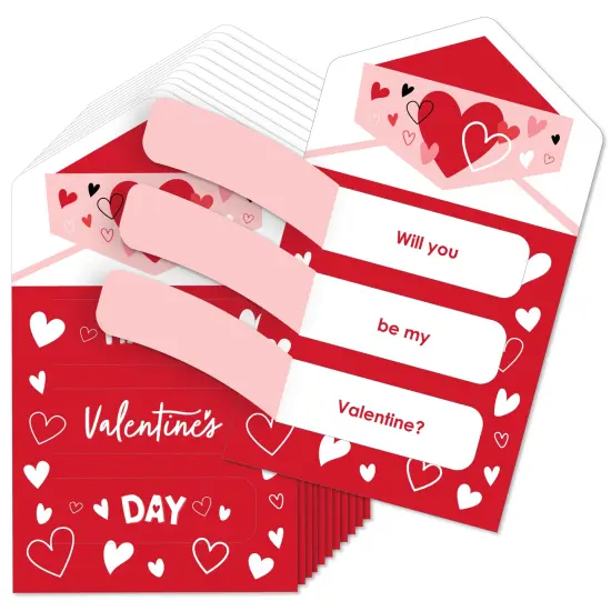 Big Dot of Happiness Happy Valentine's Day - Valentine Hearts Cards for Kids - Happy Valentine's Day Pull Tabs - Set of 12 {1}