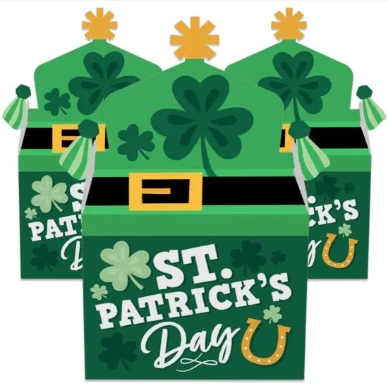 Big Dot of Happiness Shamrock St. Patrick's Day - Treat Box Party Favors - Saint Paddy's Day Party Goodie Gable Boxes - Set of 12 {3}