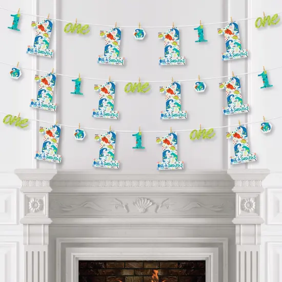 Big Dot of Happiness 1st Birthday Roar Dinosaur - ONEasaurus Dino First Birthday Party DIY Decorations - Clothespin Garland Banner - 44 Pieces {4}