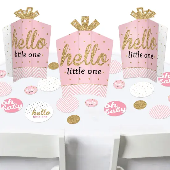 Big Dot of Happiness Hello Little One - Pink and Gold - Girl Baby Shower Decor and Confetti - Terrific Table Centerpiece Kit - Set of 30 {1}