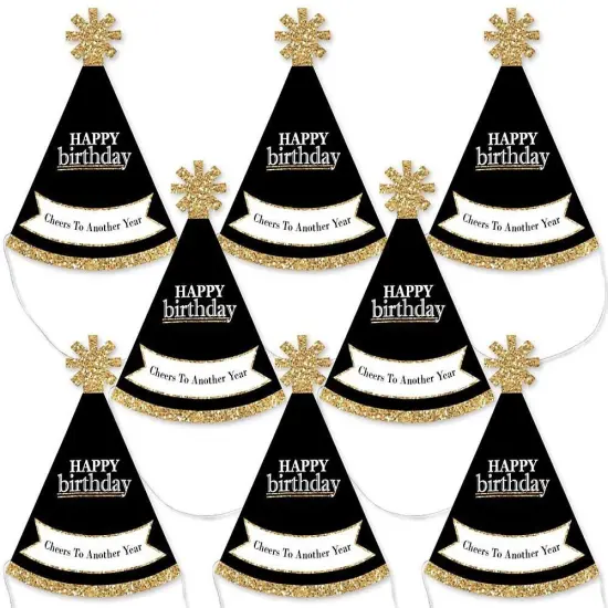 Big Dot of Happiness Adult Birthday - Gold Mini Cone Hat (Adult Happy Birthday - Gold Mini Cone Hat) {1}