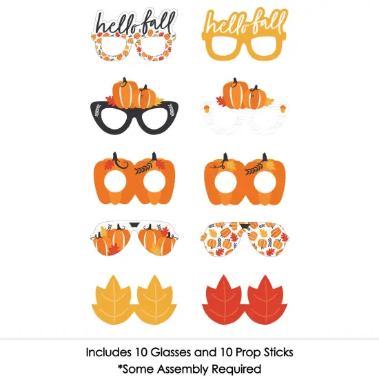 Big Dot of Happiness Fall Pumpkin Glasses - Paper Card Stock Halloween or Thanksgiving Party Photo Booth Props Kit - 10 Count {4}