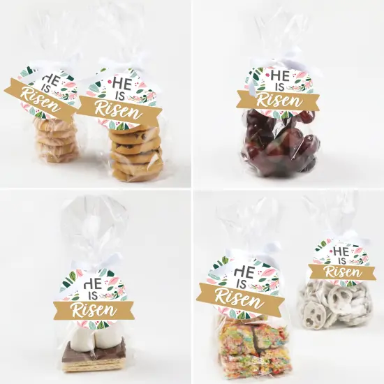 Big Dot of Happiness Religious Easter - Christian Holiday Party Clear Goodie Favor Bags - Treat Bags With Tags - Set of 12 {6}