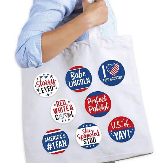 Big Dot of Happiness Stars & Stripes - 3 inch Patriotic Party Badge - Pinback Buttons - Set of 8 {3}