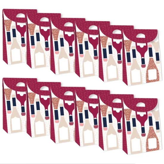 Big Dot of Happiness But First, Wine - Wine Tasting Gift Favor Bags - Party Goodie Boxes - Set of 12 {6}
