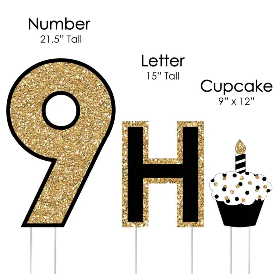 Big Dot of Happiness Adult 90th Birthday - Gold - Yard Sign Outdoor Lawn Decorations - Happy Birthday Yard Signs {7}
