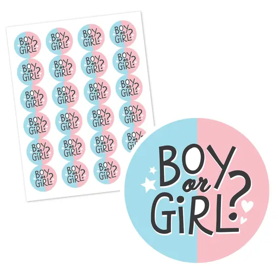 Big Dot of Happiness Baby Gender Reveal - Team Boy or Girl Party Circle Sticker Labels - 24 Count {3}