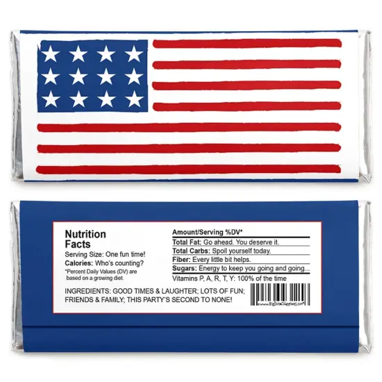 Big Dot of Happiness Stars & Stripes - Candy Bar Wrapper Memorial Day, 4th of July and Labor Day USA Patriotic Party Favors - Set of 24 {3}