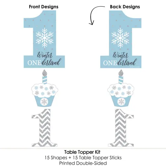 Big Dot of Happiness Onederland - Snowflake Winter Wonderland First Birthday Party Centerpiece Sticks - Table Toppers - Set of 15 {6}