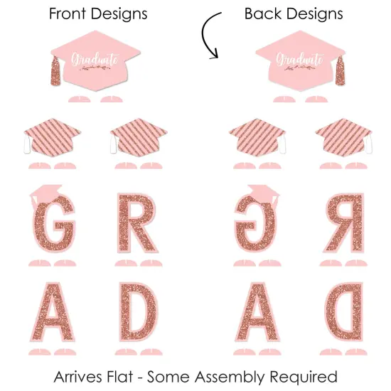 Big Dot of Happiness Rose Gold Grad - Graduation Party Centerpiece Table Decorations - Tabletop Standups - 7 Pieces {7}