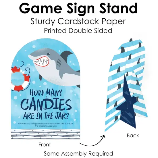 Big Dot of Happiness Shark Zone - How Many Candies Jawsome Shark Party or Birthday Party Game - 1 Stand and 40 Cards - Candy Guessing Game {6}
