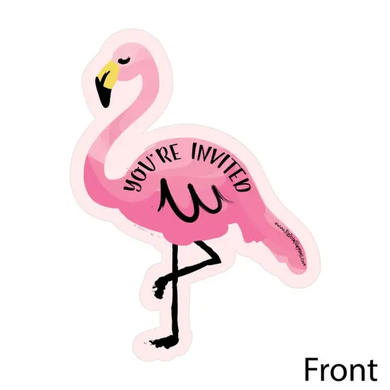 Big Dot of Happiness Pink Flamingo - Party Like a Pineapple - Shaped Fill-in Invitations - Tropical Summer Invitation Cards with Envelopes - Set of 12 {3}