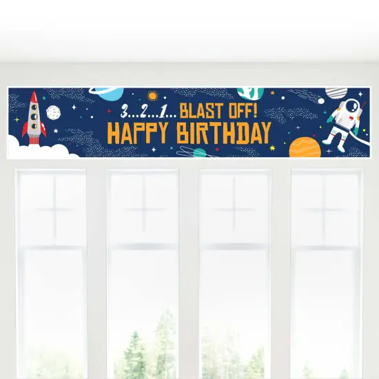 Big Dot of Happiness Blast Off to Outer Space - Rocket Ship Happy Birthday Decorations Party Banner {6}