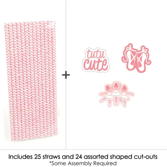 Big Dot of Happiness Tutu Cute Ballerina - Paper Straw Decor - Ballet Birthday Party or Baby Shower Striped Decorative Straws - Set of 24 {4}