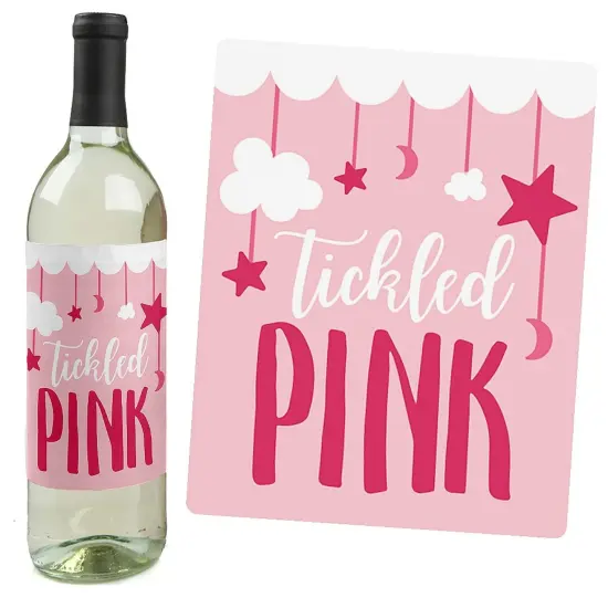 Big Dot of Happiness It's a Girl - Pink Baby Shower Decorations for Women and Men - Wine Bottle Label Stickers - Set of 4 {3}