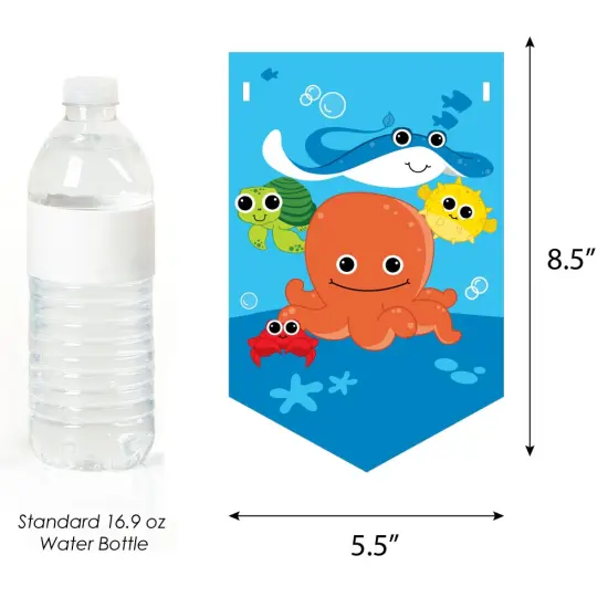 Big Dot of Happiness Under the Sea Critters - Baby Shower Bunting Banner - Party Decorations - Welcome Baby {3}