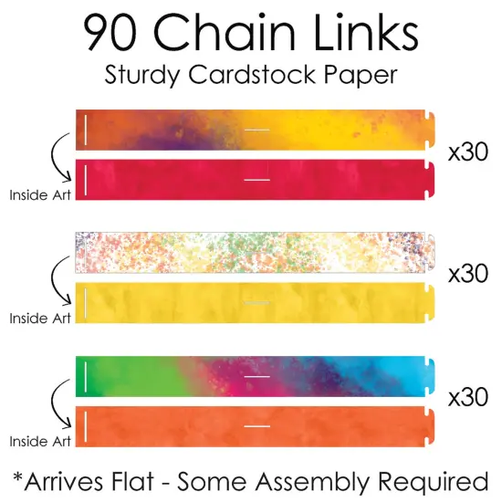 Big Dot of Happiness Holi Hai - 90 Chain Links and 30 Paper Tassels Decoration Kit - Festival of Colors Party Paper Chains Garland - 21 feet {7}
